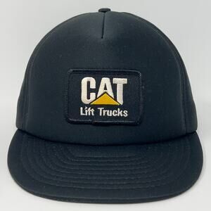 Vintage 80s CAT Caterpillar Lift Trucks Hat Baseball Cap All Foam Snapback Black